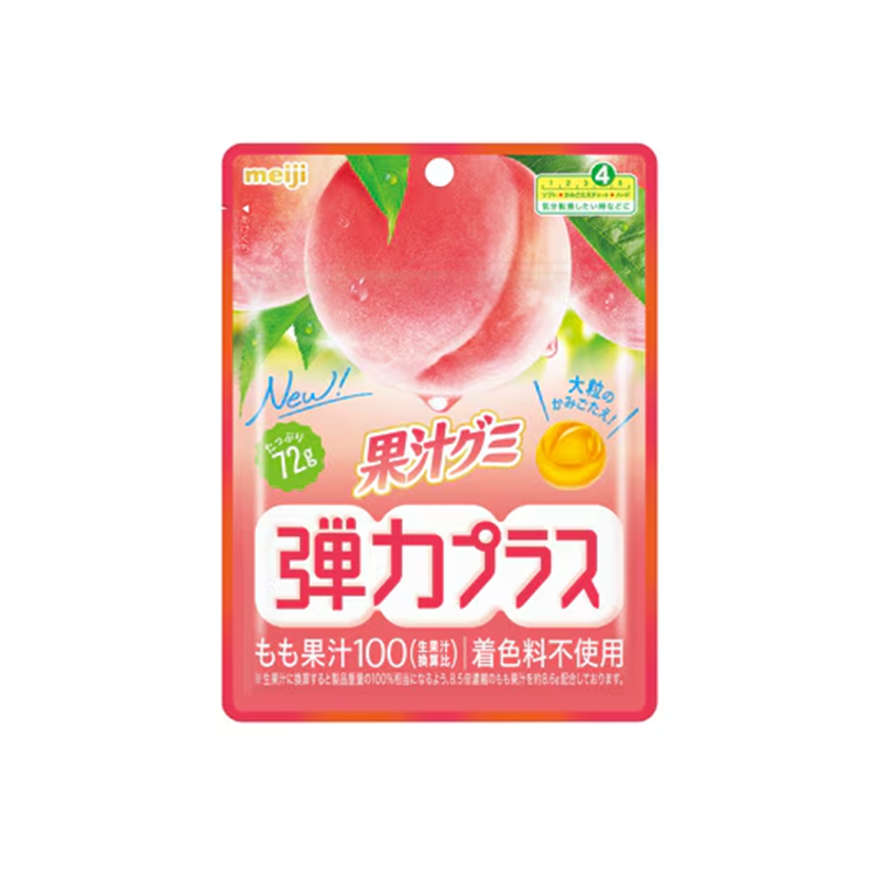 Meiji Kajiru Gumi Danryoku Plus Peach Flavored Gummy Candy