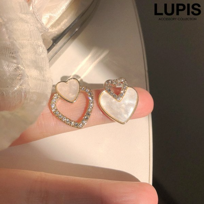 LUPIS Double Heart Marble Earrings