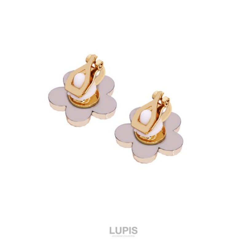 Lupis Black & White Flower Clip-on Earrings