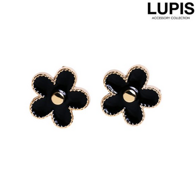 Lupis Black & White Flower Clip-on Earrings