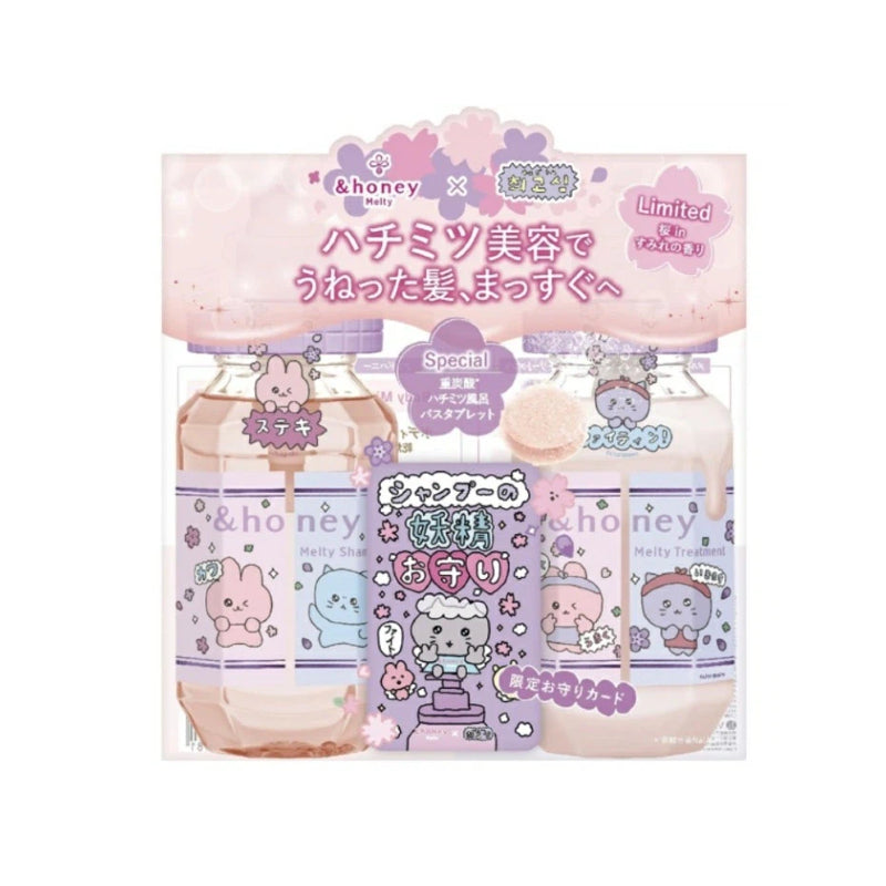 &honey Chegosim Shampoo and Treatment Set with Bath Tablet (Cherry Blossom in Violet)