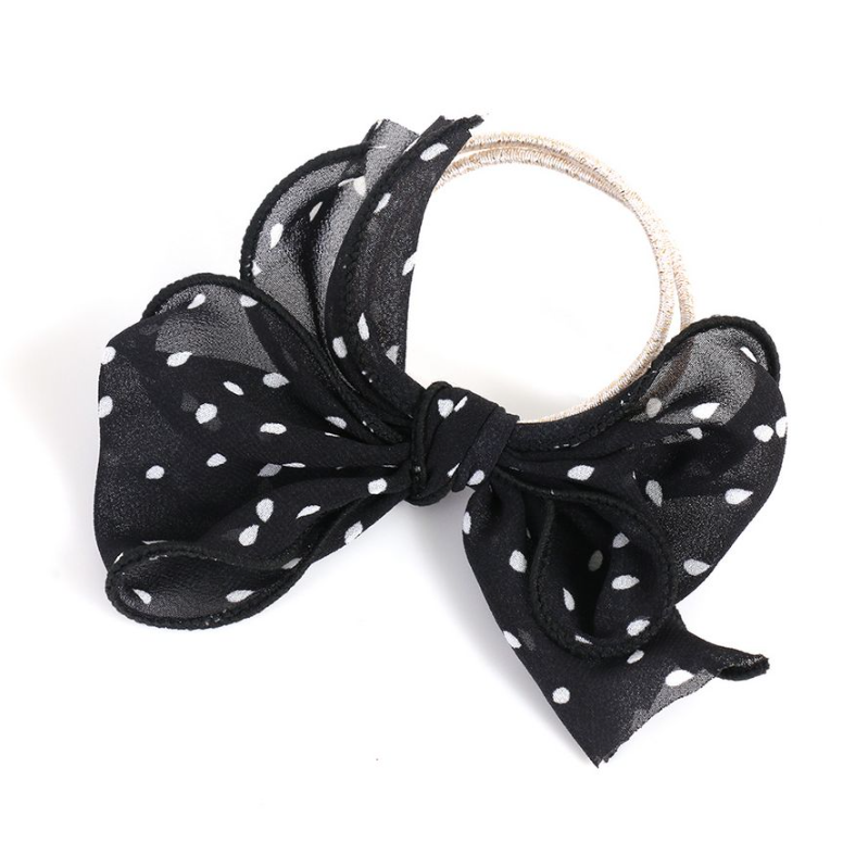 LUPIS Black Dot Ribbon Hair Tie