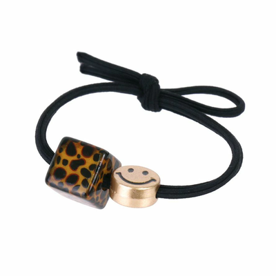 LUPIS Smiley Face & Leopard Print Square Hair Tie