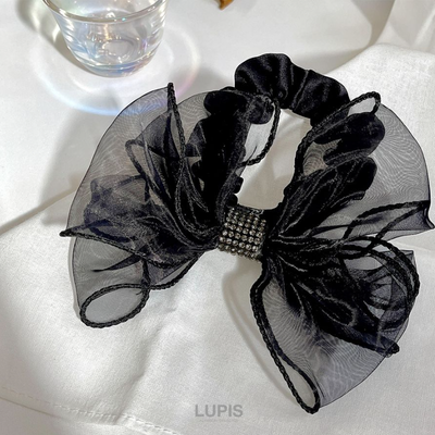 LUPIS Organza Ribbon Hair Tie, Black v2098