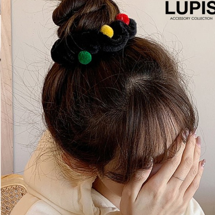 LUPIS Plush Hair Tie, Black v2857