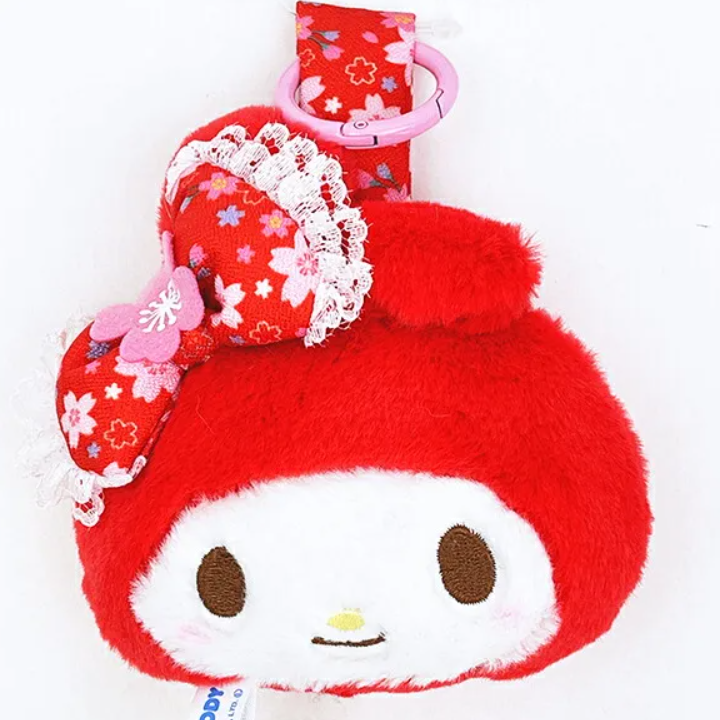 Sanrio Sakura Kimono Face Tag Plush Keychain
