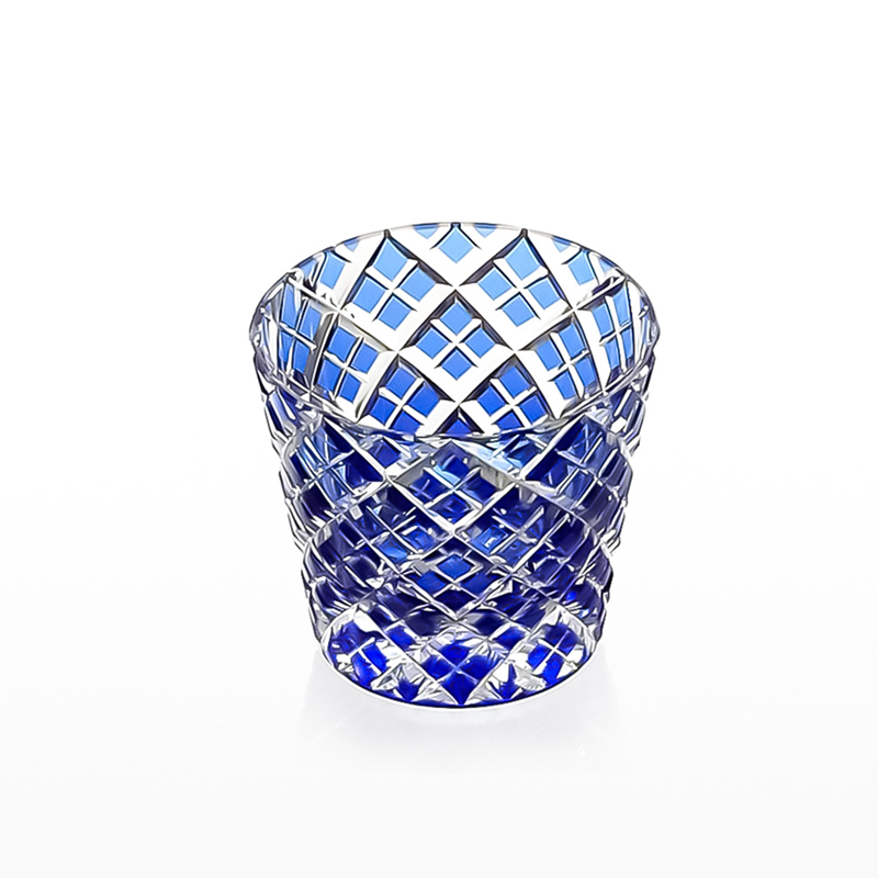 Kagami Edo Kiriko Yarai Gasane Arrow Pattern Sake Cup