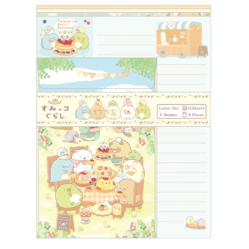 San-X Sumikko Gurashi Tanuki's Round Restaurant Letter Set