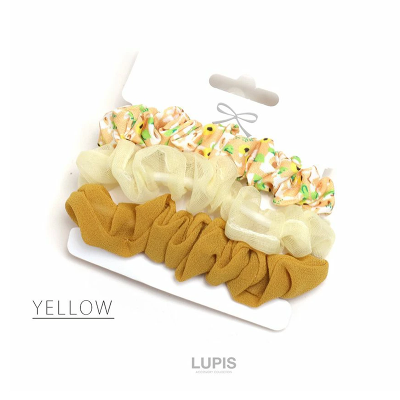 LUPICIA 3-Piece Yellow Scrunchie Hair Set