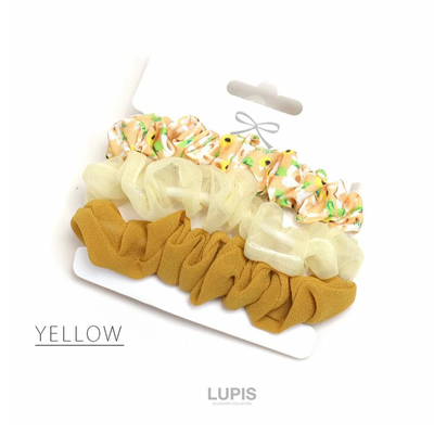 LUPICIA 3-Piece Yellow Scrunchie Hair Set