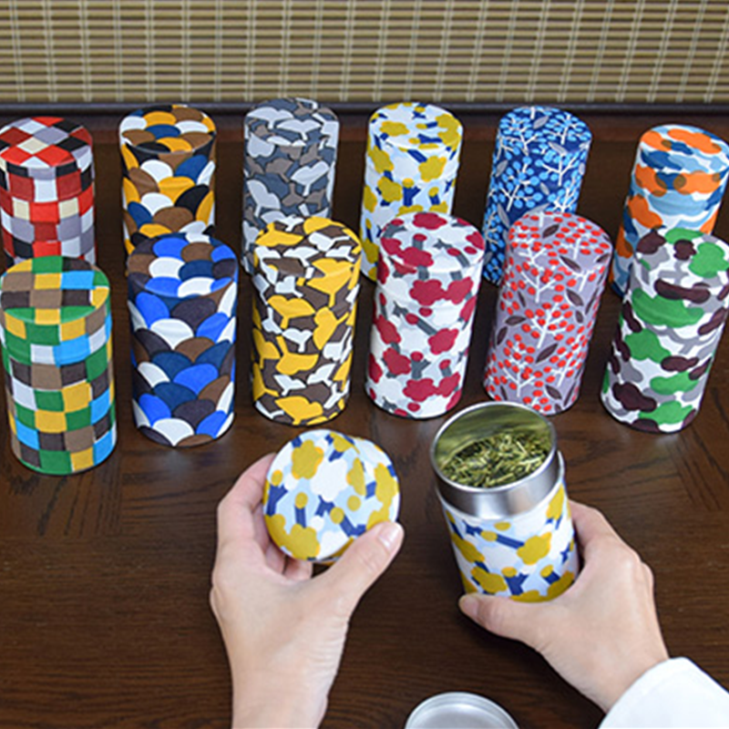 Fuwa Market "Happy Pattern" Hand-Dyed Washi Paper Tea Caddy