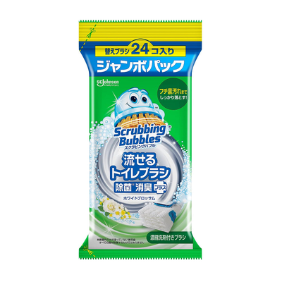 Johnson Scrubbing Bubbles Flushable Toilet Brush (Refills, 24-Pack, White Blossom Scent)