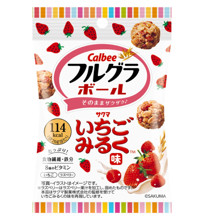 Calbee FruGra Strawberry Milk Granola Balls