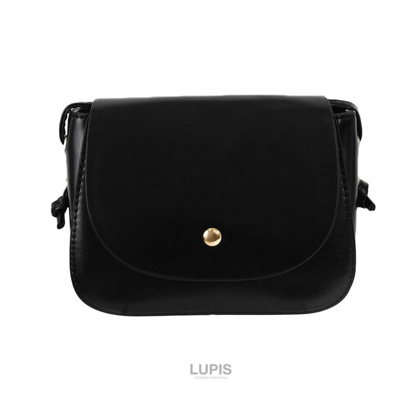 Lupis Front Button Compact Shoulder Bag (Black)