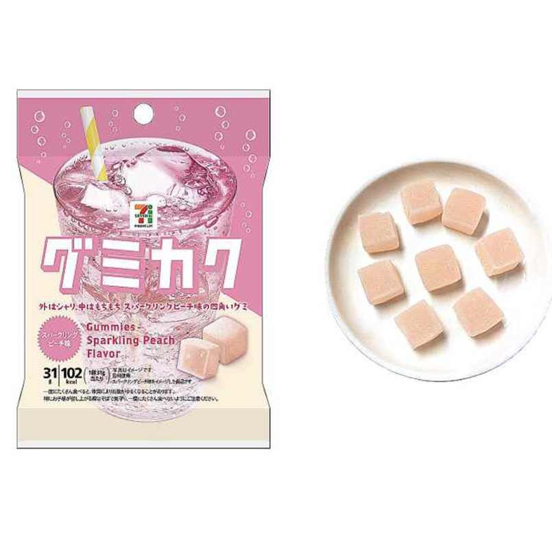 PREORDER 7-Eleven Premium Gumi Kaku Sparkling Peach Soda Cubed Gummy Candy