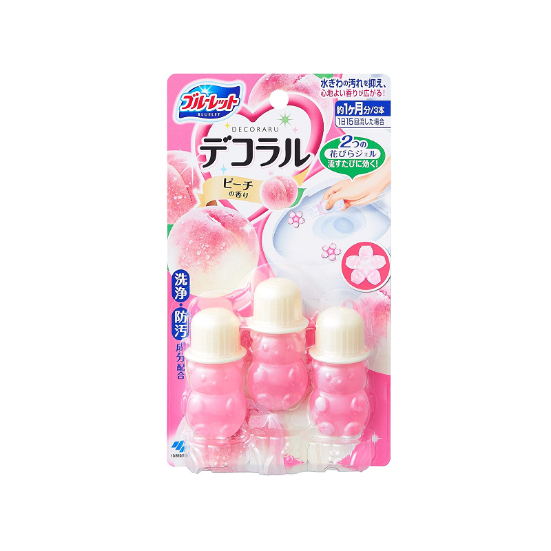 Kobayashi Bluelet Decoral Peach Scented Toilet Cleaning Gel Stamp