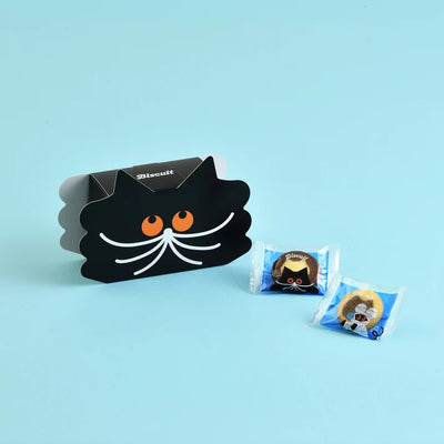 JUCHHEIM Halloween Cat-Shaped Biscuits – Butter & Chocolate, 10 Pieces