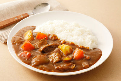 Japanese curry rice with beef, potatoes, and carrots.