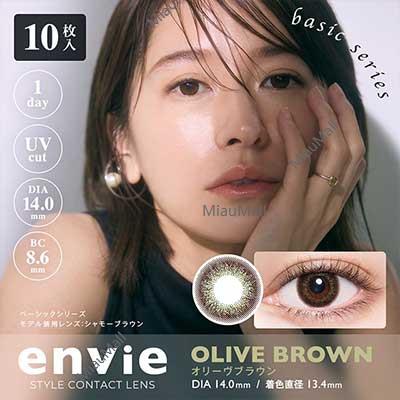 envie Daily Disposable Olive Brown 14.0 mm Diameter Color Contact Lenses 10 pcs