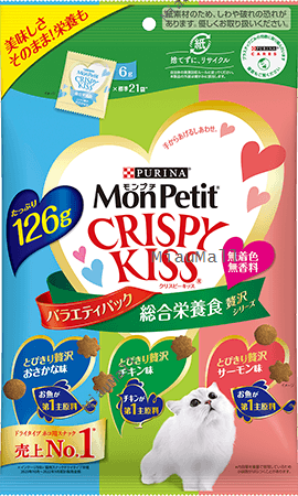 MONPETIT Crispy Kiss Seafood Select Cat Treats 6 g x 24 pcs