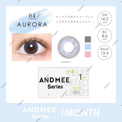 AND MEE Monthly Disposable 14.2 mm Diameter Aurora Color Contact Lenses 1 set