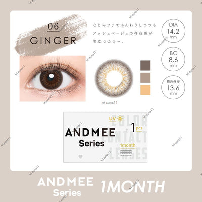 AND MEE Monthly Disposable 14.2 mm Diameter Ginger Color Contact Lenses 1 set