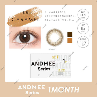 AND MEE Monthly Disposable 14.2 mm Diameter Caramel Color Contact Lenses 1 set