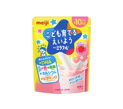 Meiji Strawberry Flavored Powdered Milk with Iron, Calcium, Zinc and DHA