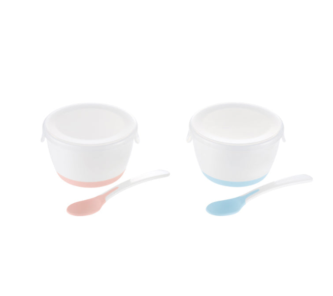 Richell Two-Piece Baby Bowl Set with Lid & Spoon