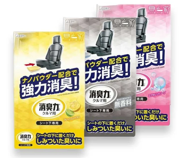 ST Shoshuuriki Car Under-Seat Deodorizer 300g – Unscented / Fresh Citrus / Excellent Soap