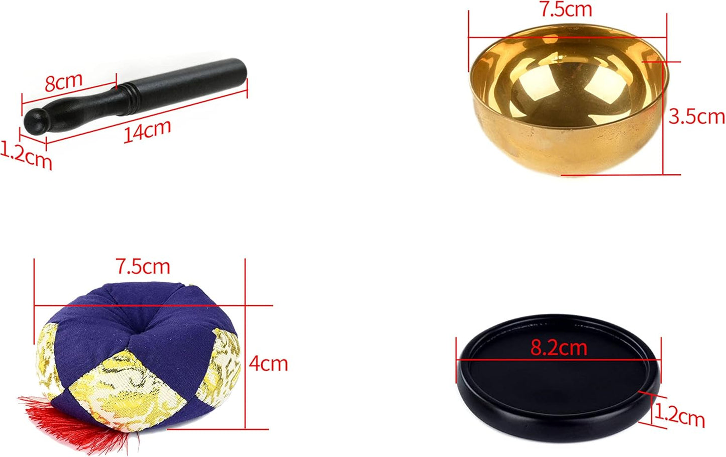 PREORDER Oda Kobo Brass Altar 4-Piece Bell Set with Mirror Finish and Wooden Bell Stand (7.58 cm)