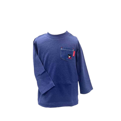 MIKI HOUSE DOUBLE-B Long-Sleeve T-Shirt with Denim Pocket