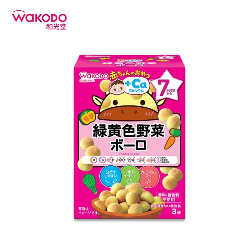 WAKODO 钙强化蔬菜波罗饼干（7 个月以上）15 克 x 3 块