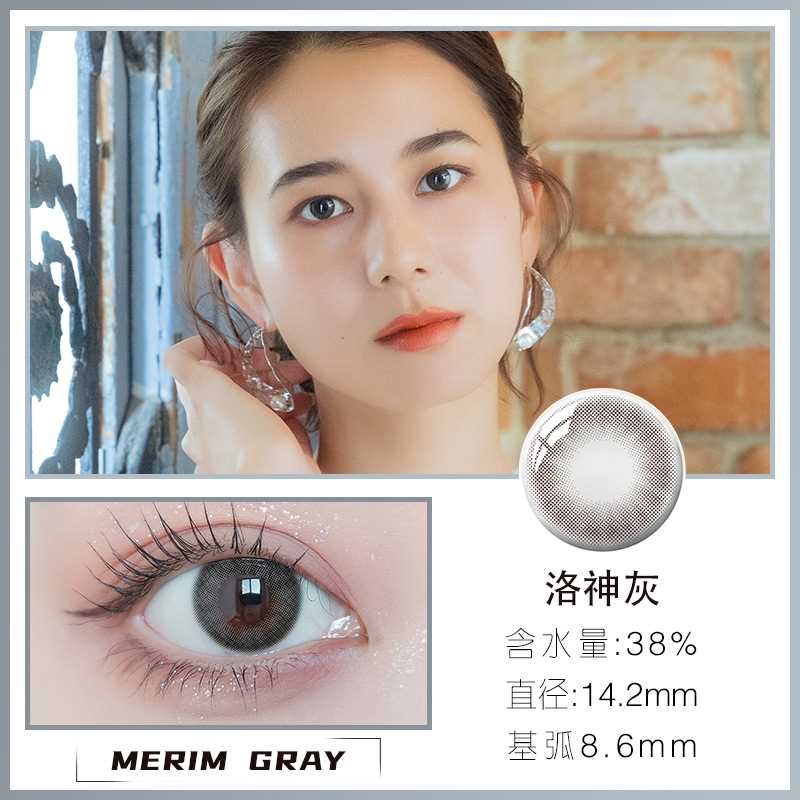 envie Monthly Disposable Merim Gray 14.2 mm Diameter Color Contact Lenses 2 pcs