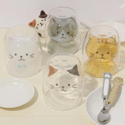 FukuFukuNyanko Heat Resistant Cat Glass 4 Varieties Available