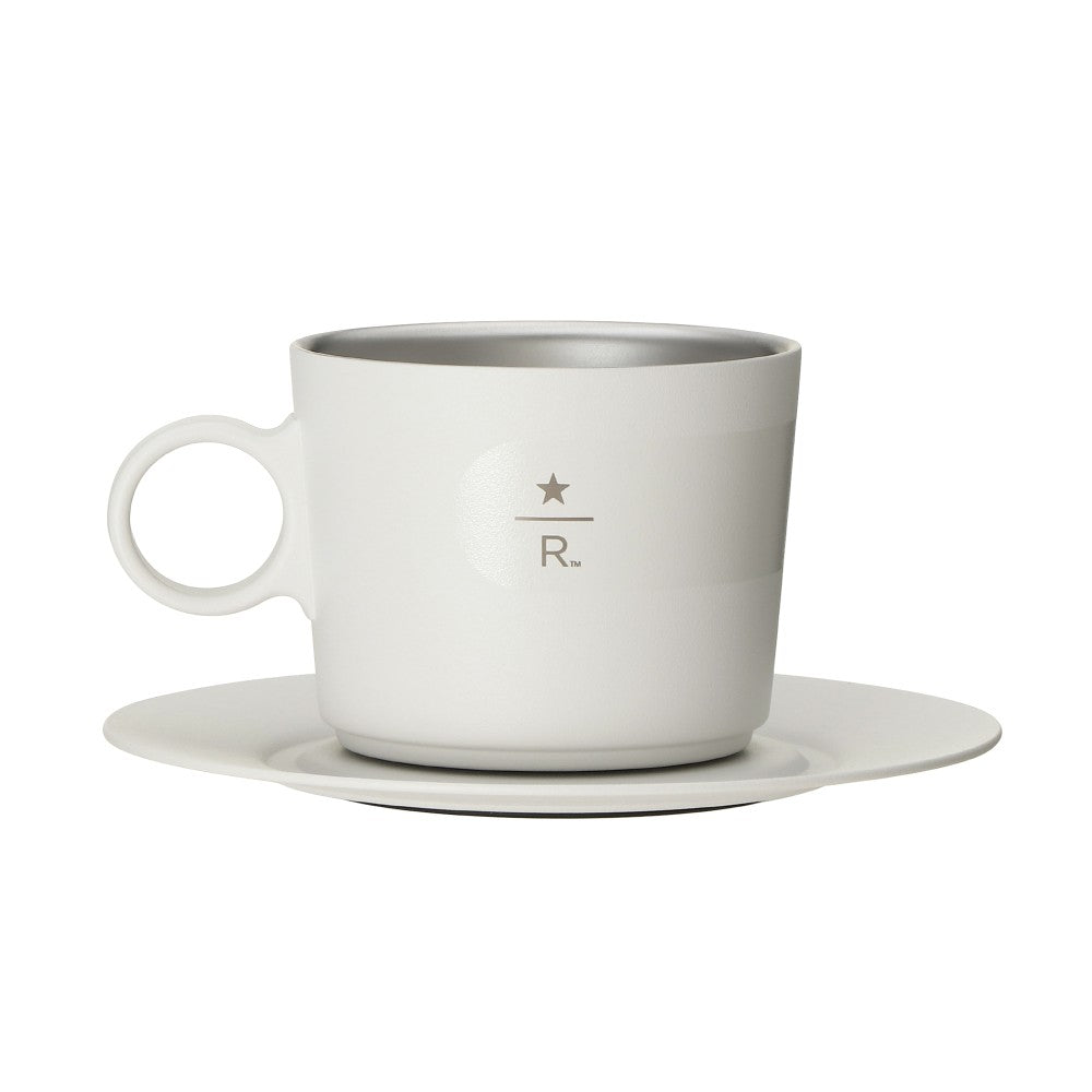 STARBUCKS STANLEY White Stainless Steel Cup and Saucer