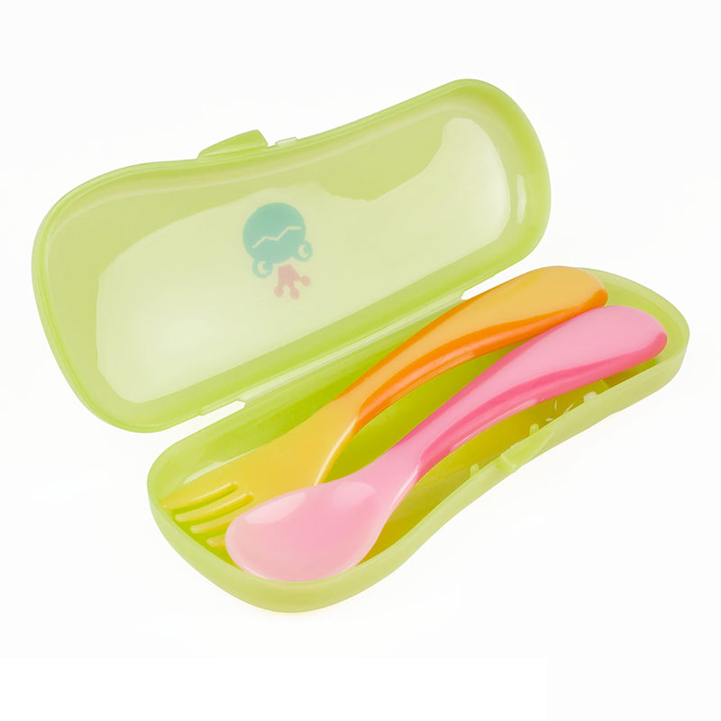 Richell Spoon and Fork Feeding Set with Case