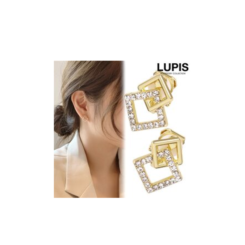 Lupis Twin Square Frame Earrings