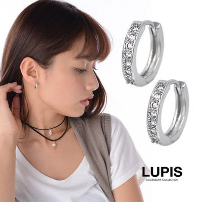 LUPIS Silver Hoop Ring Stud Earrings