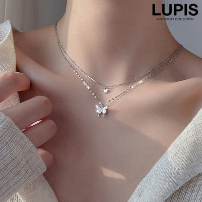 LUPIS 더블 레이어 버터플라이 네크리스