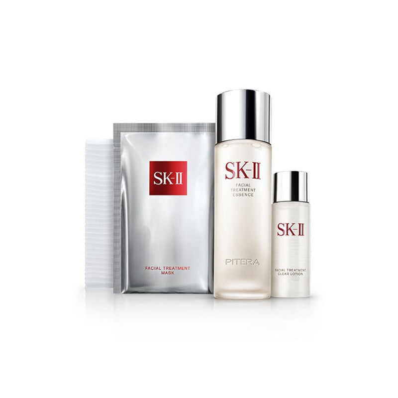 SK-II Pitera Facial Treatment Set (Essence 75 mL, Clear Lotion 30 mL, Mask, Cotton 30 pcs)