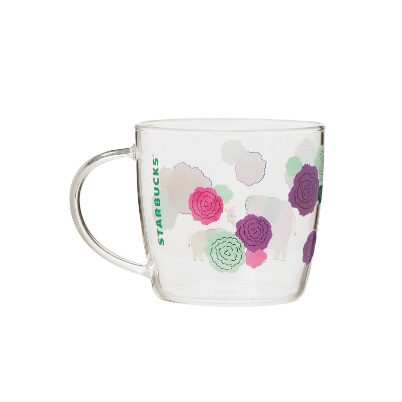 STARBUCKS Elephant Carnation Color Changing Insulated Glass Mug