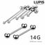 LUPIS 14G Silver Barbell Body Earrings