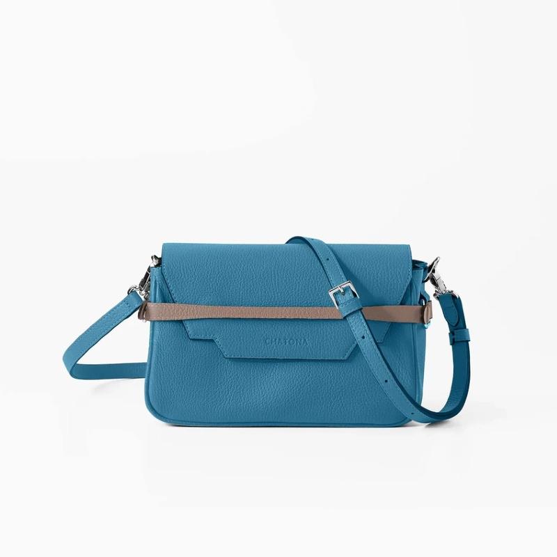CHATONA In and Out - Mini Leather Bag (Dragee Blue)