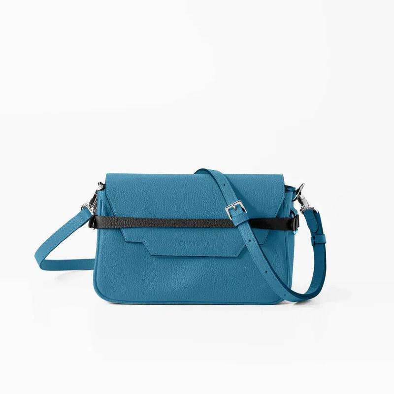 CHATONA In and Out - Mini Leather Bag (Dragee Blue)