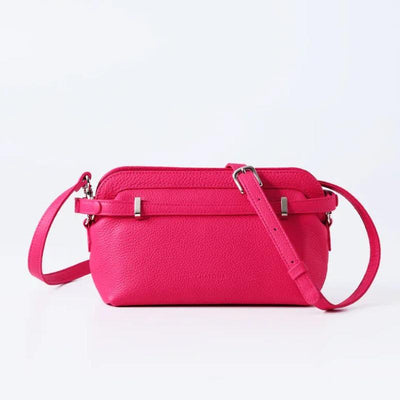 CHATONA More than One - Customizable Mini Leather Bag with Detachable Smart Wallet (Cherry Pink)