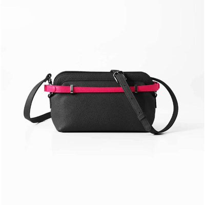 CHATONA More than One - Customizable Mini Leather Bag with Detachable Smart Wallet (Black)