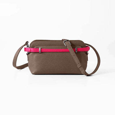 CHATONA More than One - Customizable Mini Leather Bag with Detachable Smart Wallet (Etoupe Brown)