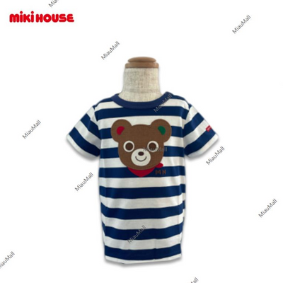 MIKI HOUSE Pucci Bear and Usako Striped T-Shirt