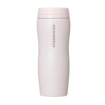 Starbucks Pink Beige Carved Stainless Pink Glass Bottle